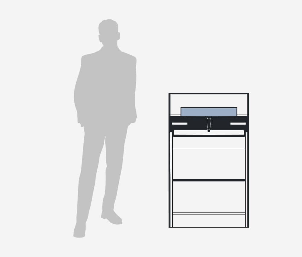 Dimensions et environnement de travail du massicot électrique 4350 IDEAL (Posé sur un meuble)