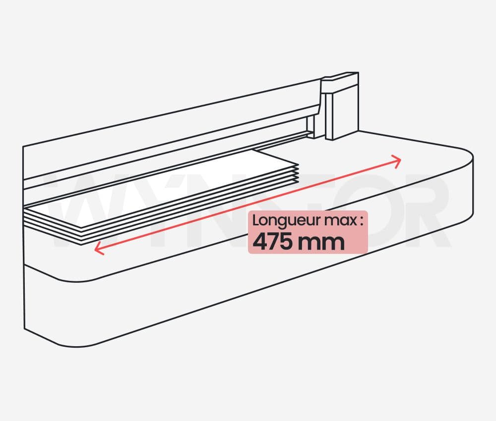 Avec 475 mm de longueur de coupe, le Massicot électrique programmable A3+ 4860 IDEAL permet la découpe de documents jusqu'au format SRA3.