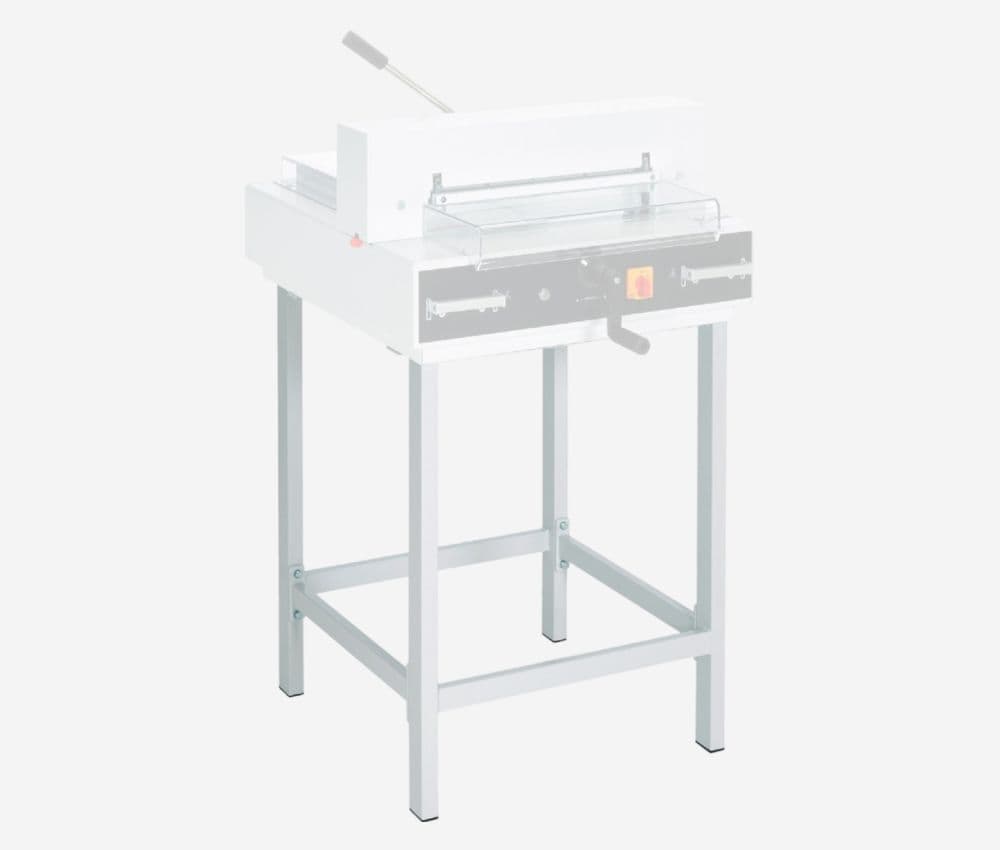 Les pieds support du Massicot électrique A3 4315 avec pieds support IDEAL assurent une parfaite stabilité de l'équipement et offrent un poste de travail ergonomique pour une utilisation professionnelle.