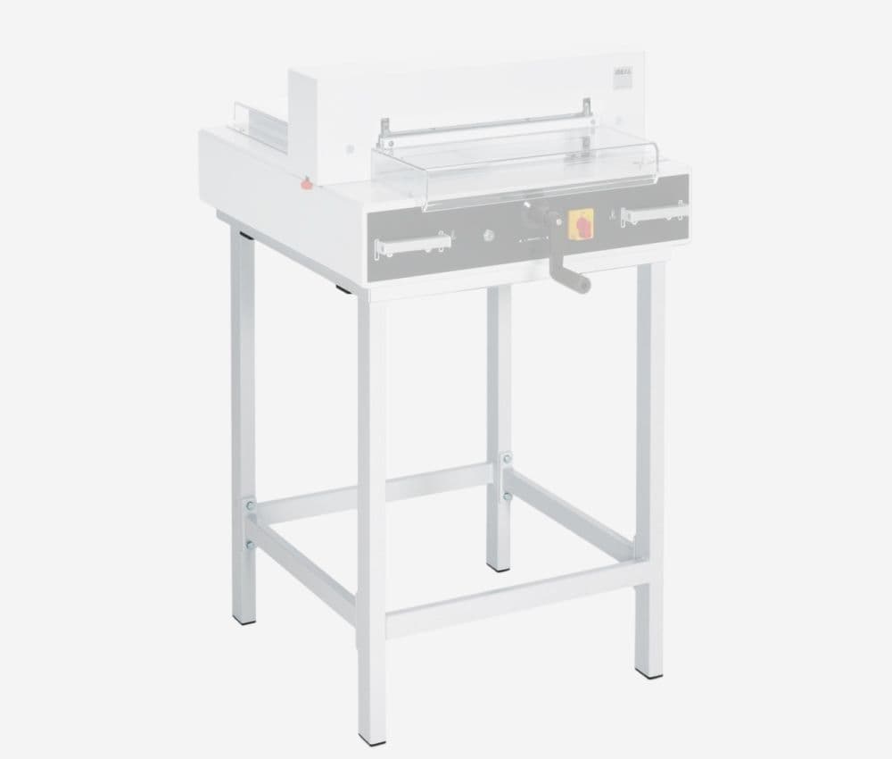 Les pieds support du Massicot électrique A3 4350 avec pieds support IDEAL assurent une parfaite stabilité de l'équipement et offrent un poste de travail ergonomique pour une utilisation professionnelle.